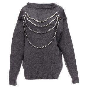 Christopher Kane wool rhinestone chain harness oversized sweater dress